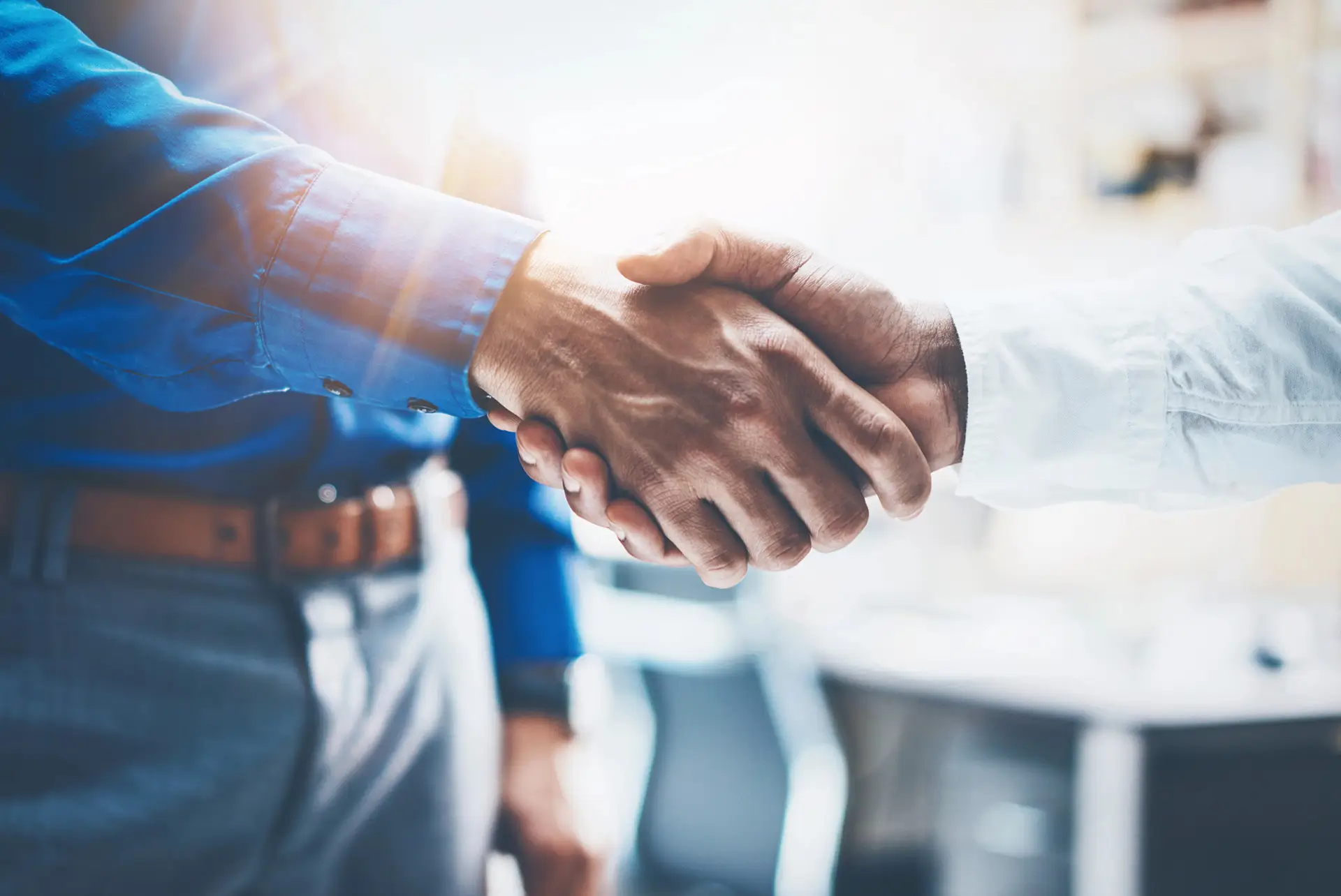Two people shaking hands, confirming a great partnership